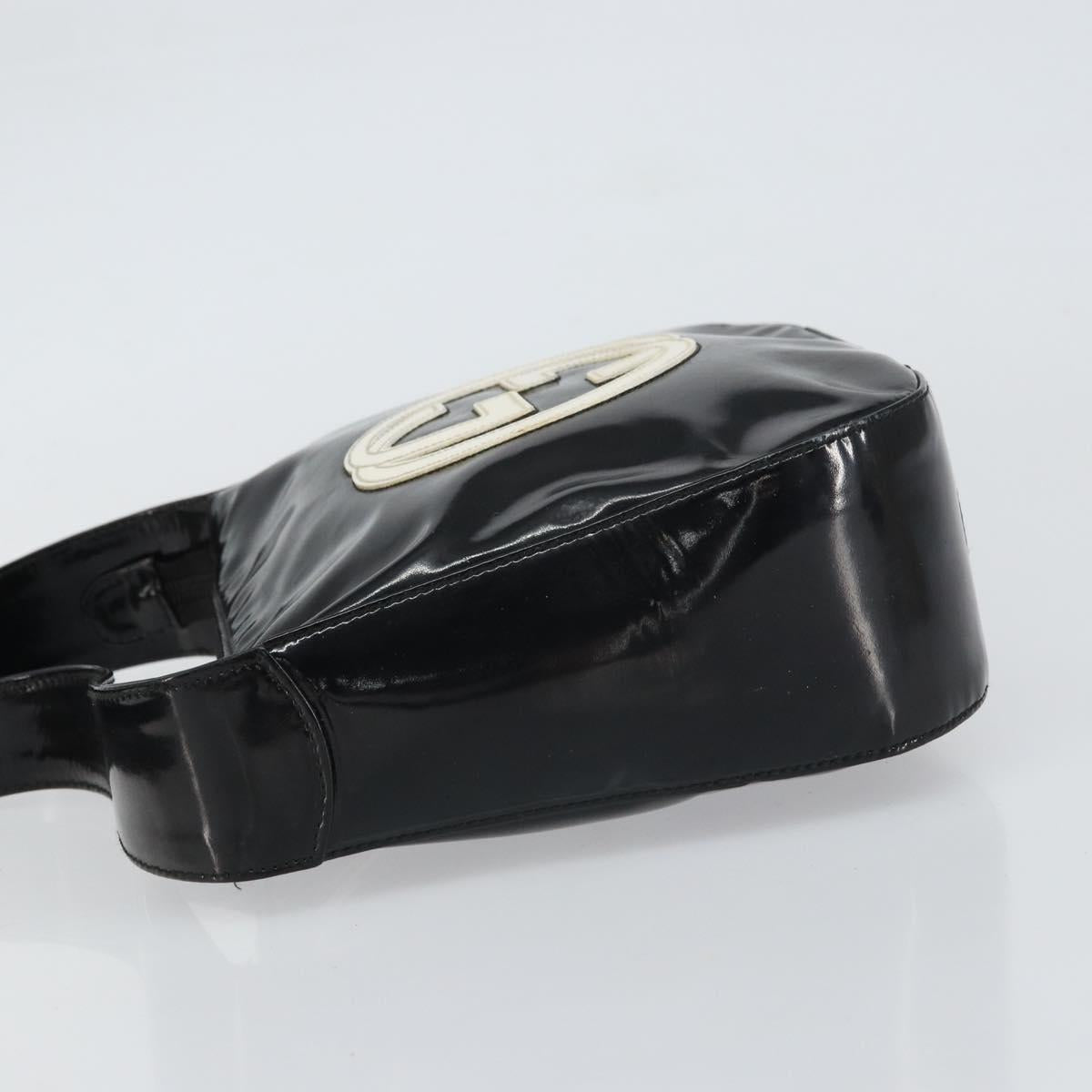 GUCCI Shoulder Bag Enamel Black Auth 160485