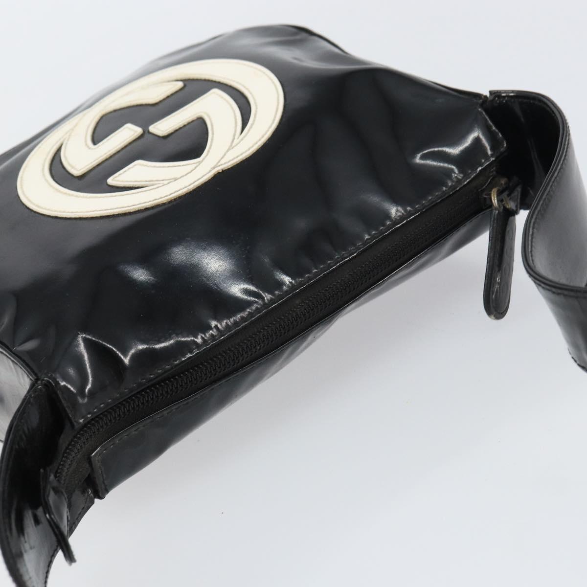 GUCCI Shoulder Bag Enamel Black Auth 160485