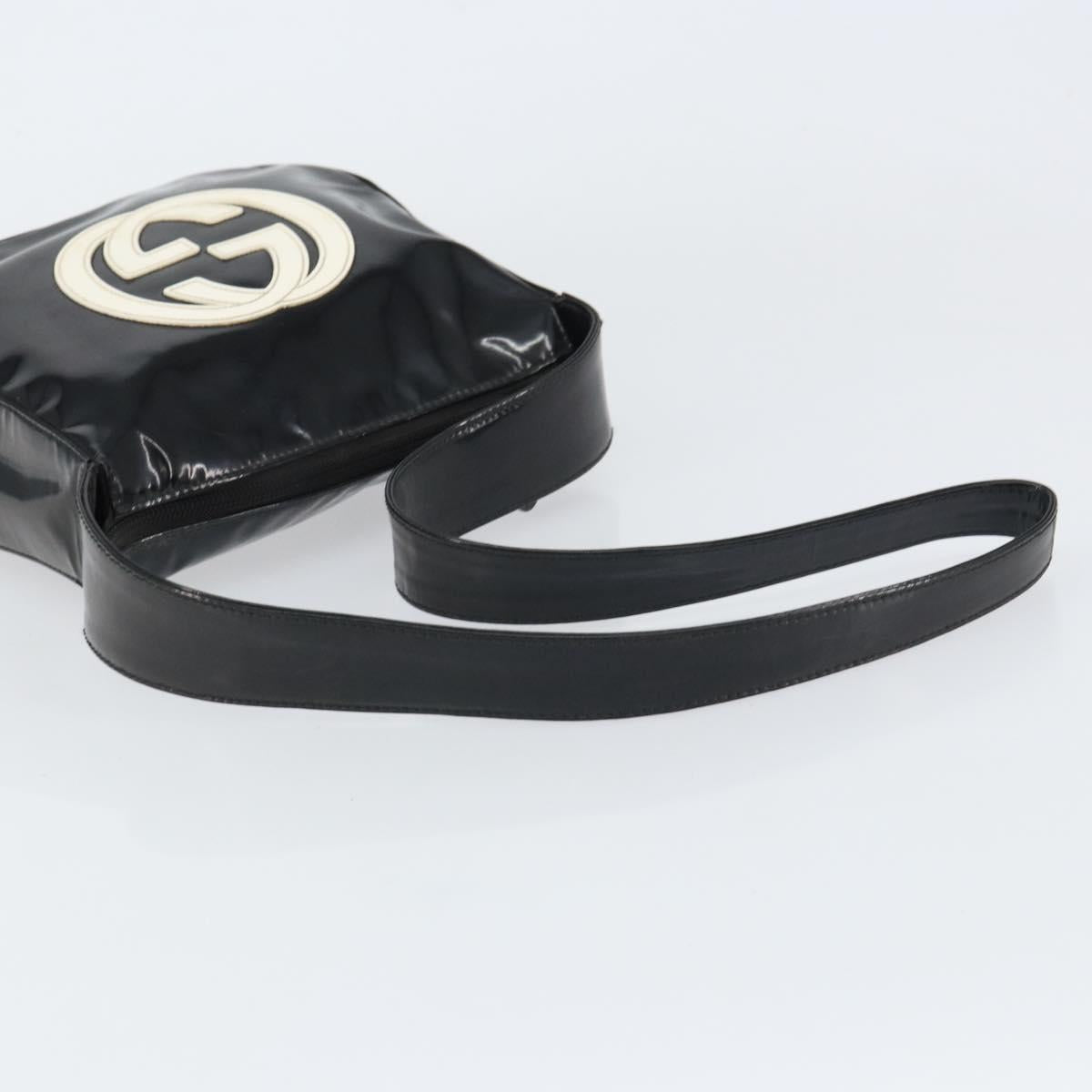 GUCCI Shoulder Bag Enamel Black Auth 160485