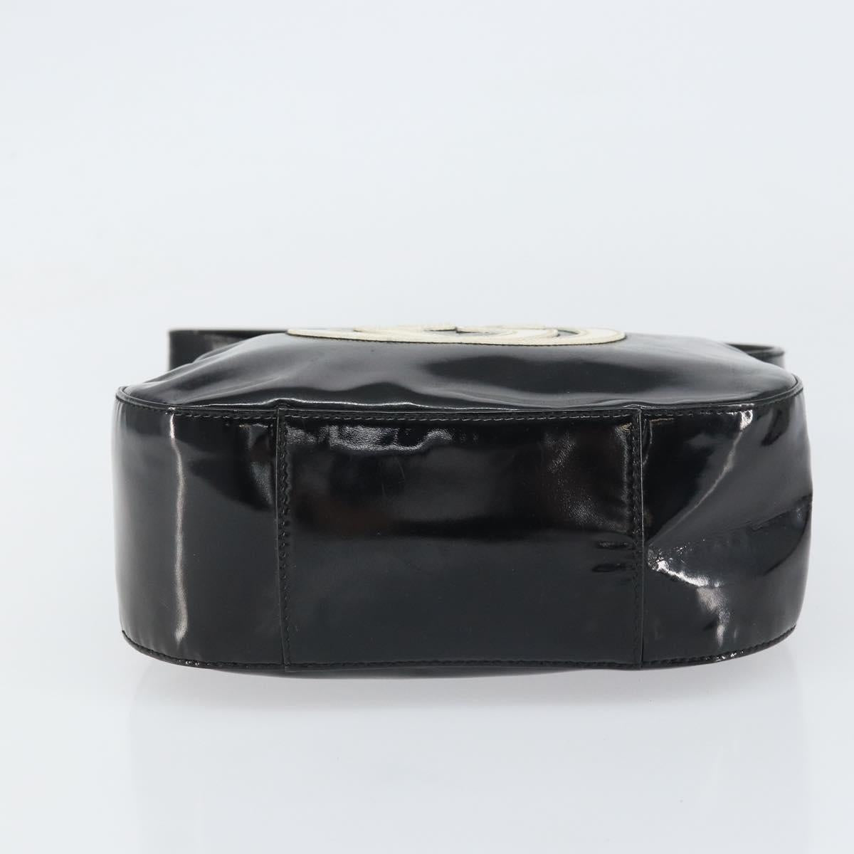 GUCCI Shoulder Bag Enamel Black Auth 160485