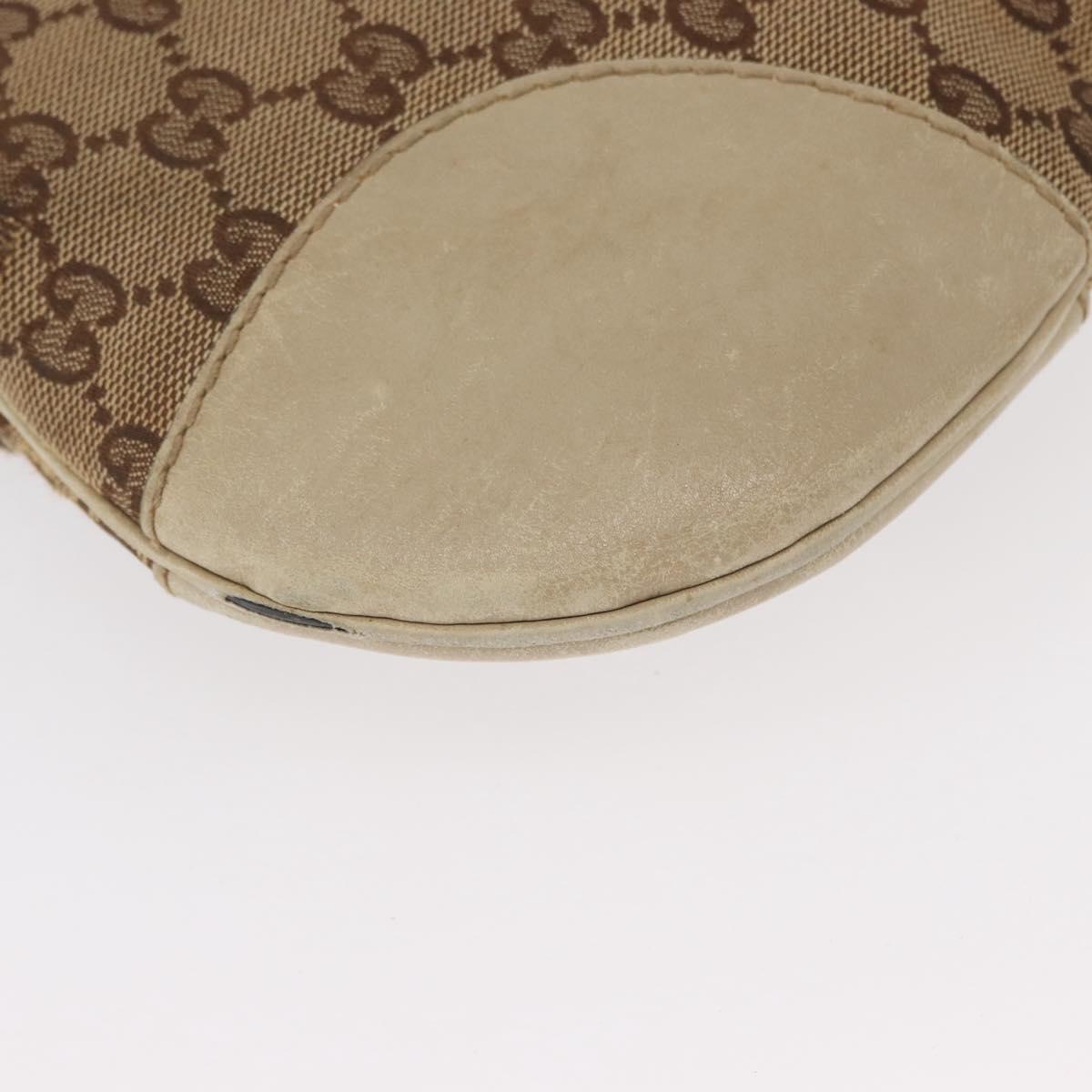 GUCCI GG Canvas Web Sherry Line Shoulder Bag Beige Gold 257065 Auth 160488