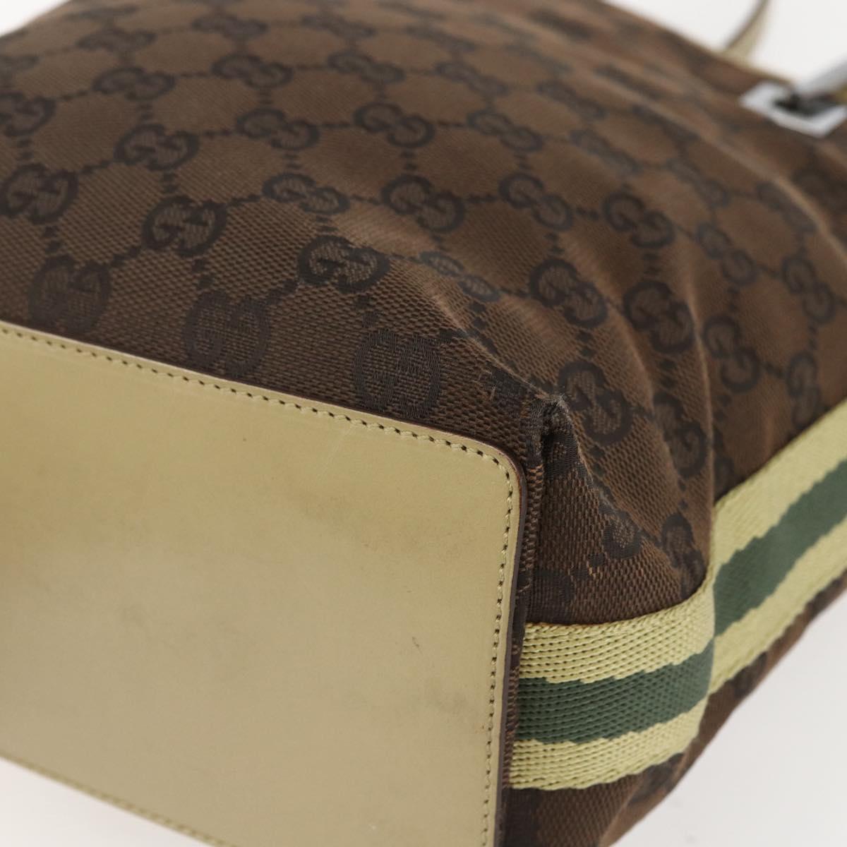 GUCCI GG Canvas Tote Bag Beige Silver 31244 Auth 160494