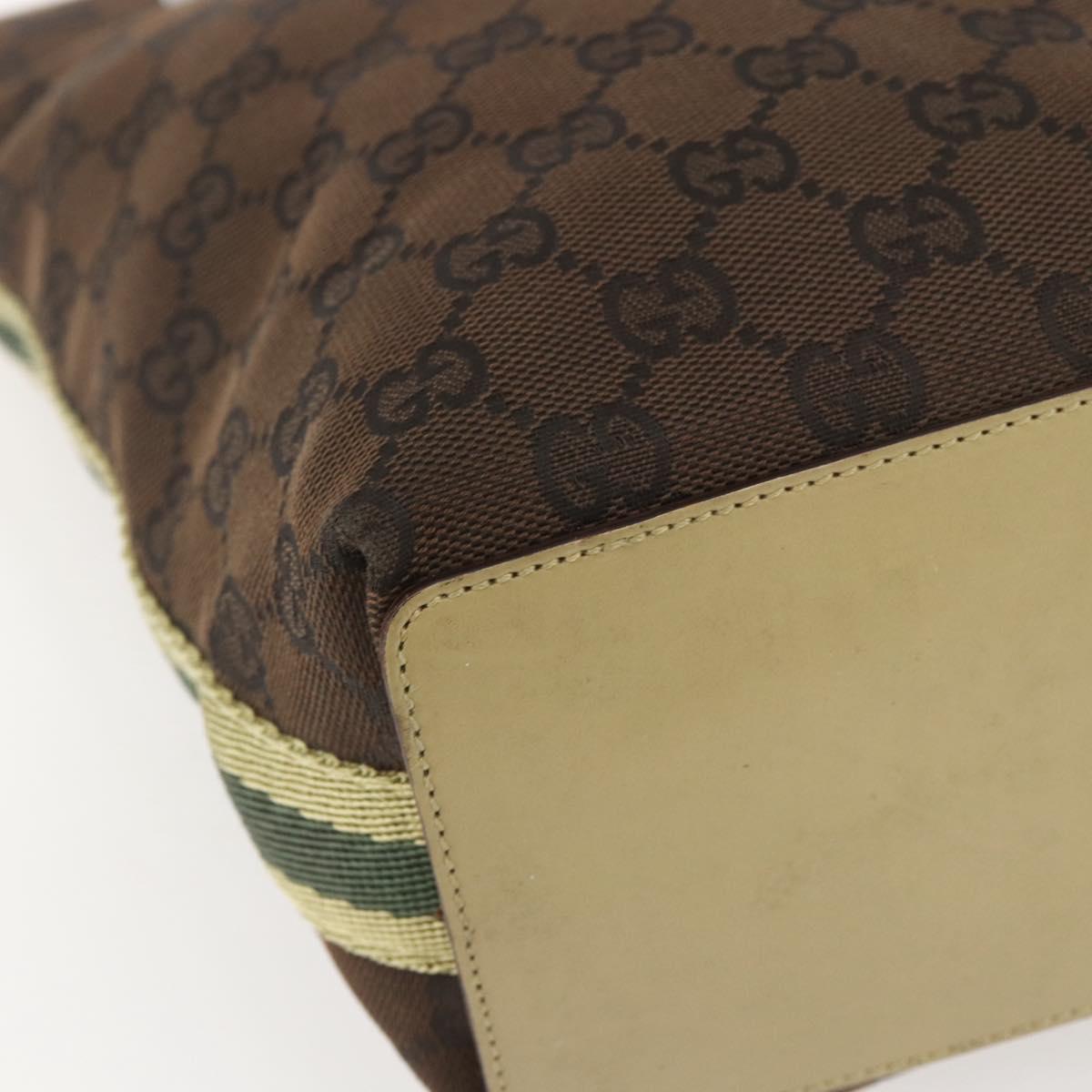 GUCCI GG Canvas Tote Bag Beige Silver 31244 Auth 160494