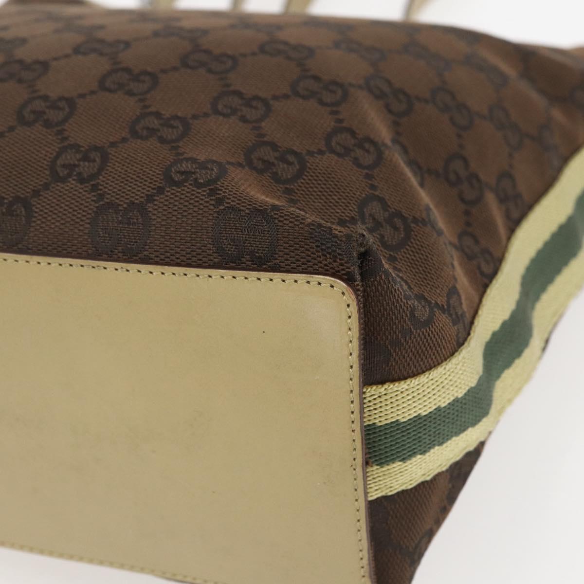 GUCCI GG Canvas Tote Bag Beige Silver 31244 Auth 160494