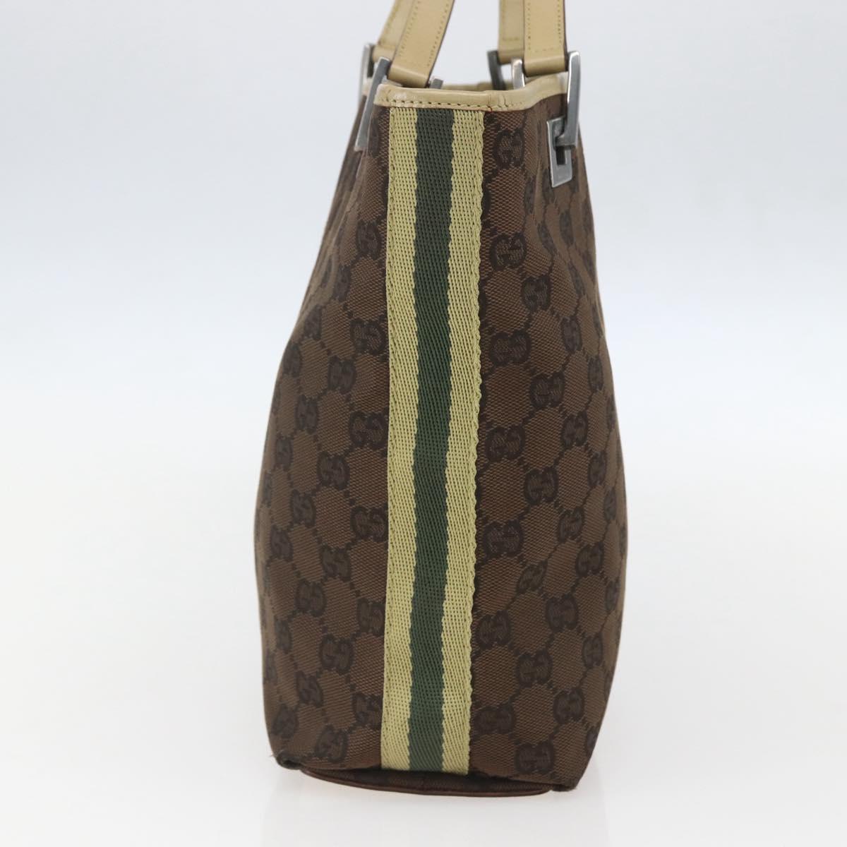 GUCCI GG Canvas Tote Bag Beige Silver 31244 Auth 160494