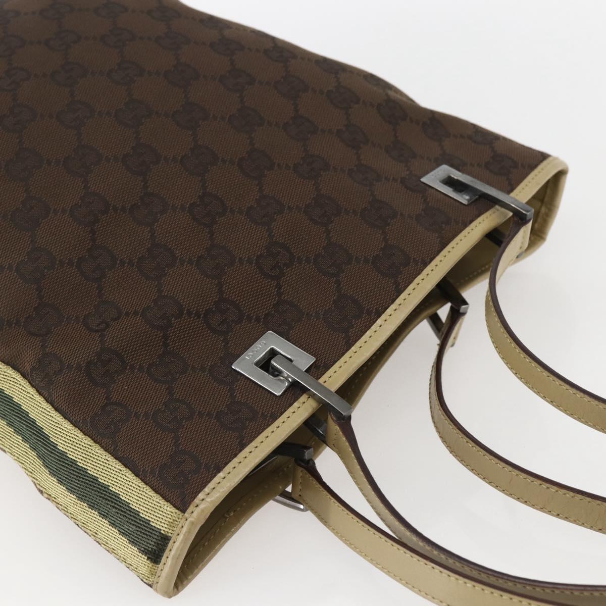 GUCCI GG Canvas Tote Bag Beige Silver 31244 Auth 160494
