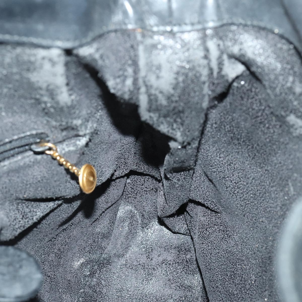 GUCCI Bamboo Hand Bag Suede Leather 2way Black Gold 0013754 Auth 160497