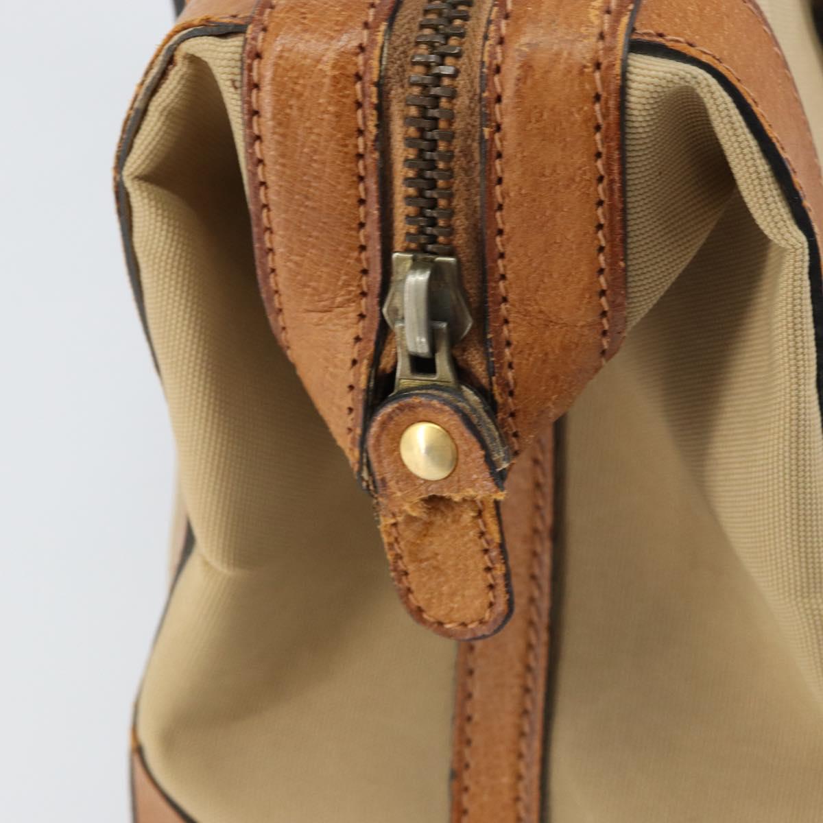 GUCCI Web Sherry Line Boston Bag Canvas Beige Gold Auth 160502