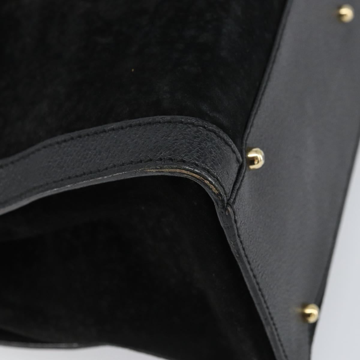 GUCCI Bamboo Hand Bag Suede Leather Black Gold 002 1186 0260 Auth 160503