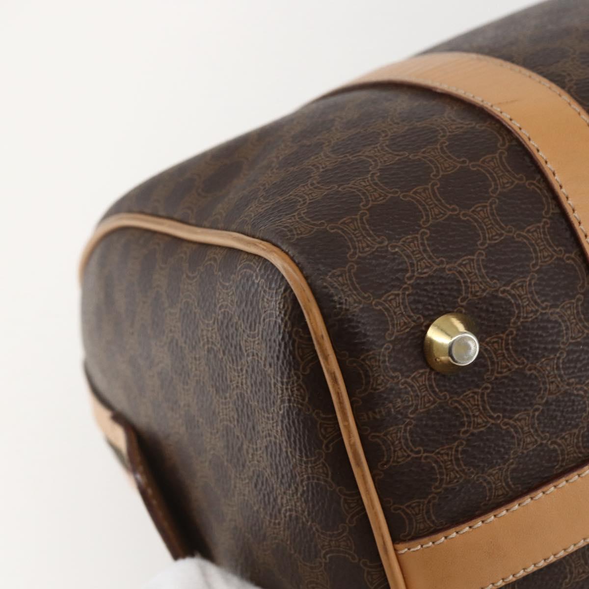 CELINE Macadam Canvas Boston Bag PVC Leather Brown Gold Auth 160506
