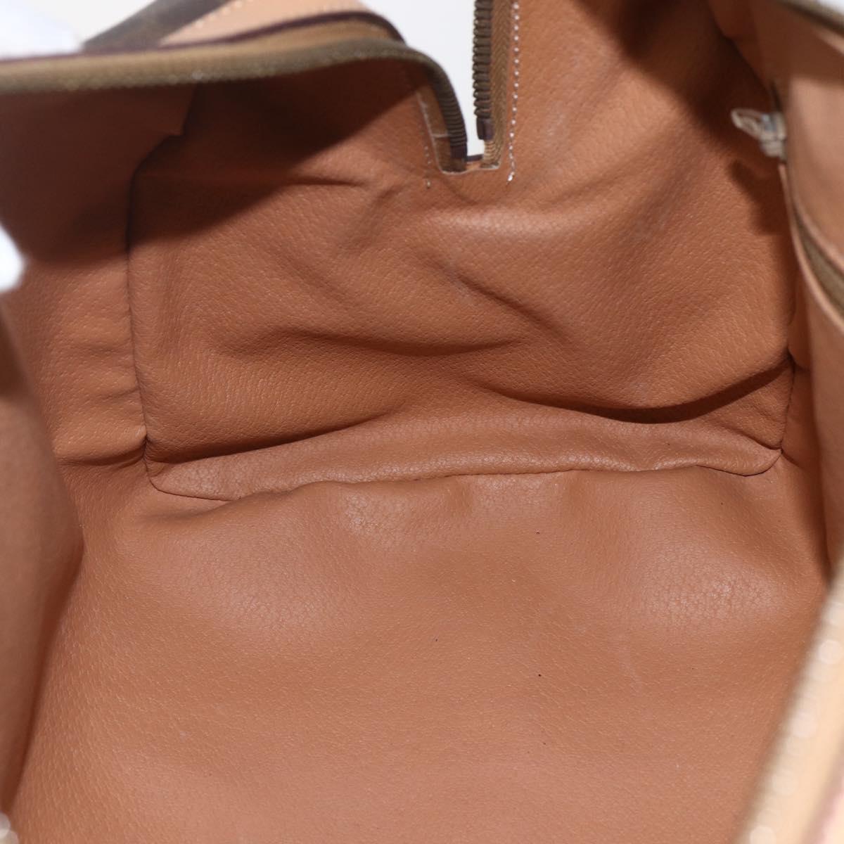CELINE Macadam Canvas Boston Bag PVC Leather Brown Gold Auth 160506