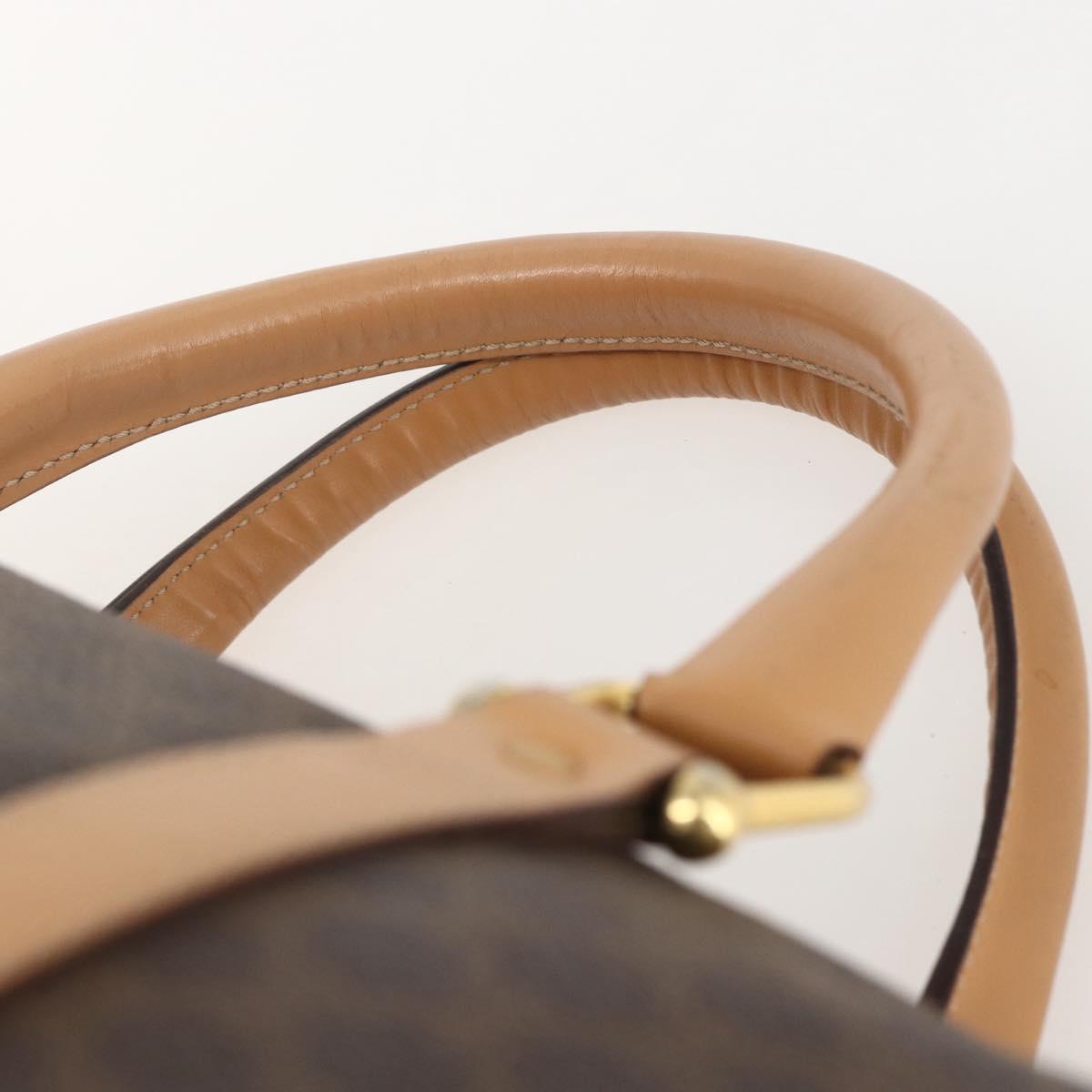 CELINE Macadam Canvas Boston Bag PVC Leather Brown Gold Auth 160506