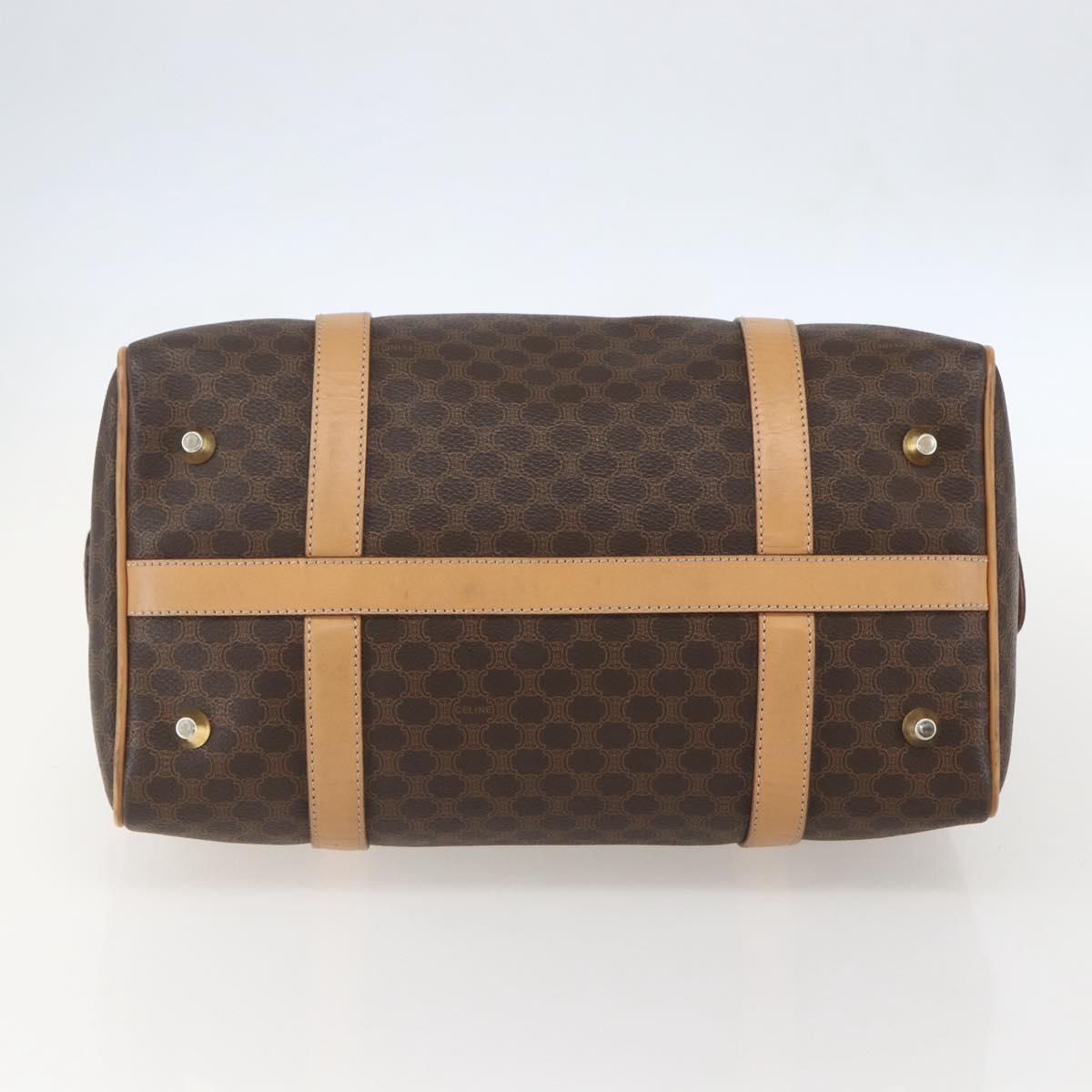 CELINE Macadam Canvas Boston Bag PVC Leather Brown Gold Auth 160506