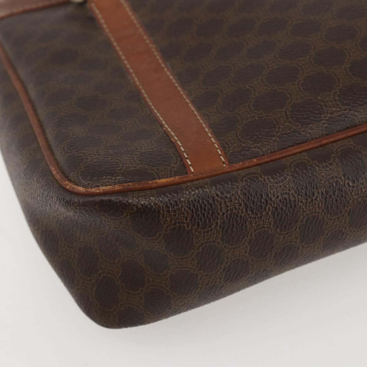 CELINE Macadam Canvas Tote Bag PVC Leather Brown Gold Auth 160508