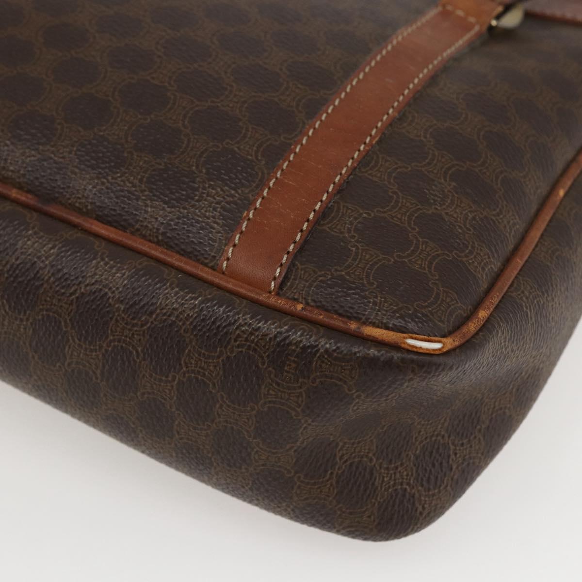 CELINE Macadam Canvas Tote Bag PVC Leather Brown Gold Auth 160508