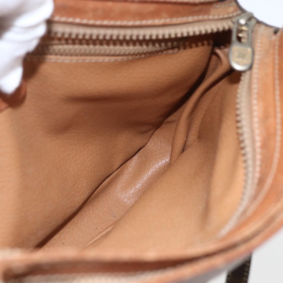 CELINE Macadam Canvas Tote Bag PVC Leather Brown Gold Auth 160508