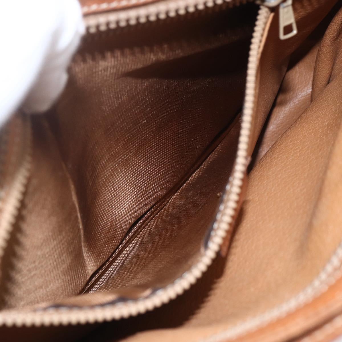 CELINE Macadam Canvas Tote Bag PVC Leather Brown Gold Auth 160508