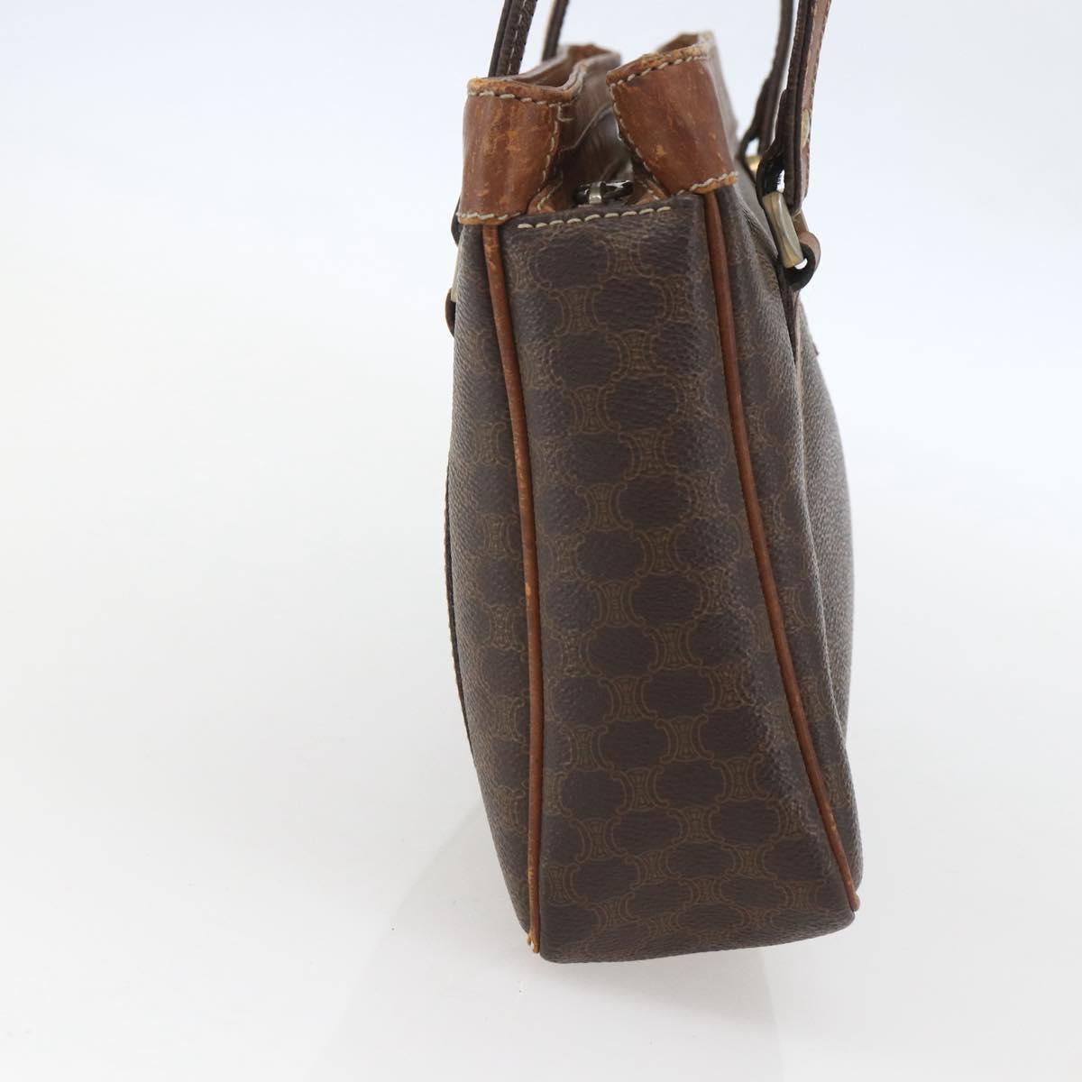 CELINE Macadam Canvas Tote Bag PVC Leather Brown Gold Auth 160508