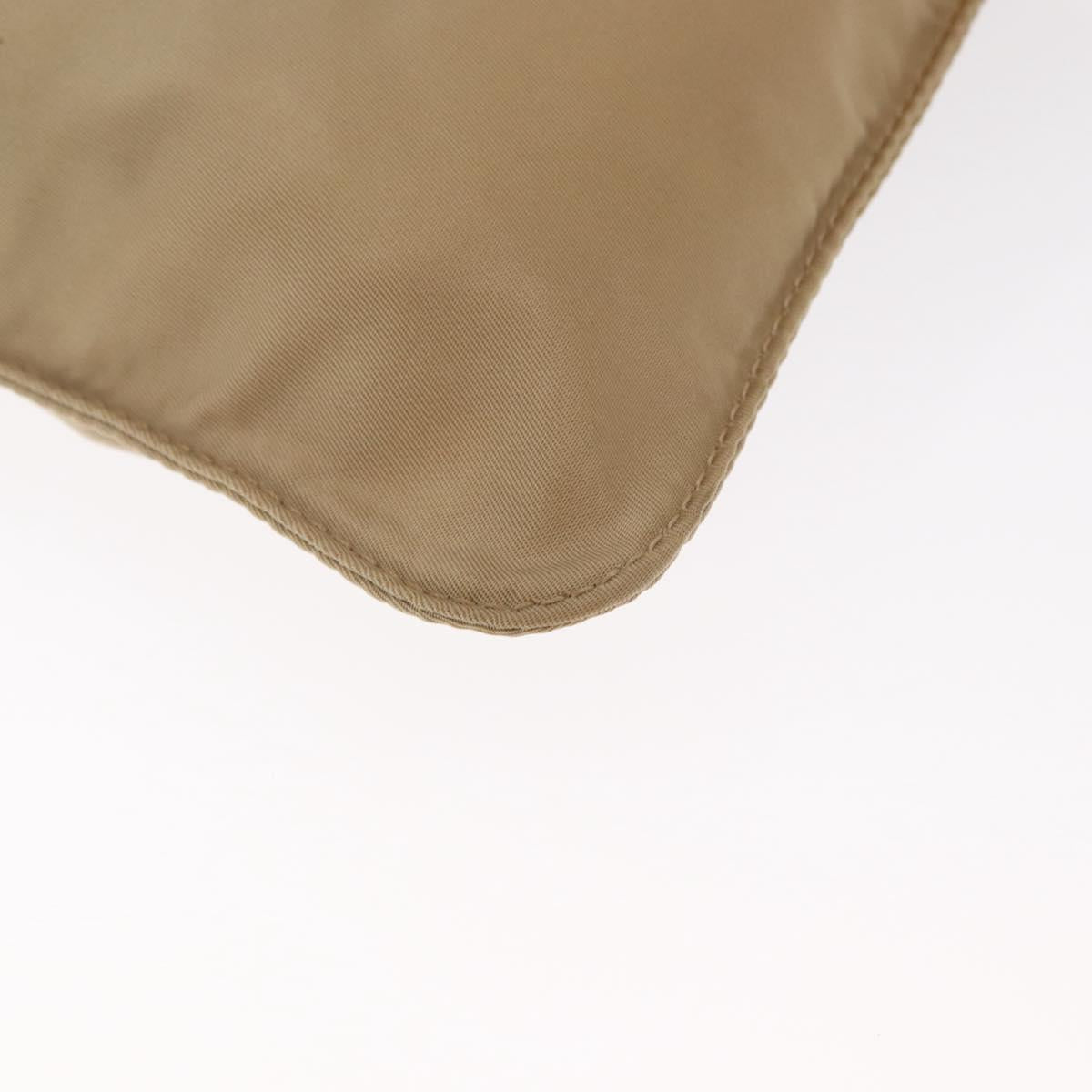 PRADA Shoulder Bag Nylon Beige Silver Auth 160510