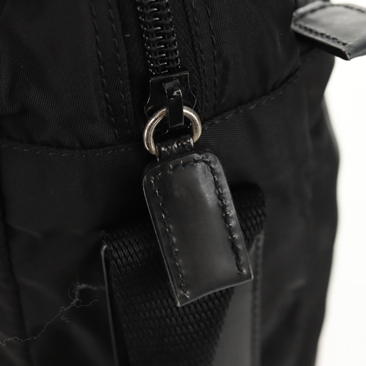 PRADA Shoulder Bag Nylon Black Silver Auth 160516