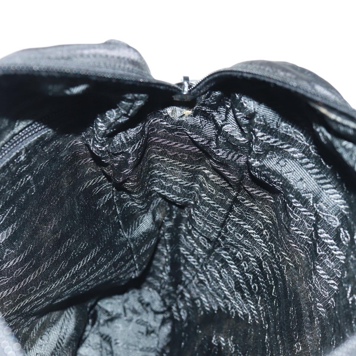 PRADA Shoulder Bag Nylon Black Silver Auth 160516