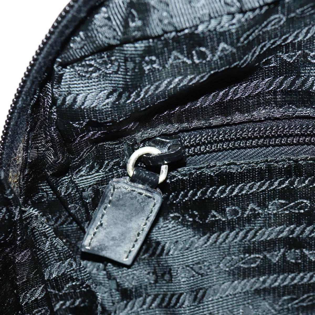 PRADA Shoulder Bag Nylon Black Silver Auth 160516