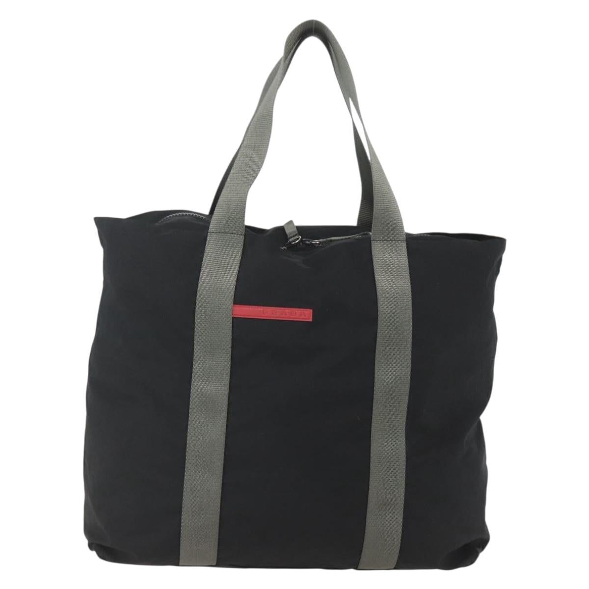 PRADA Sports Hand Bag Nylon Black Silver Auth 160518