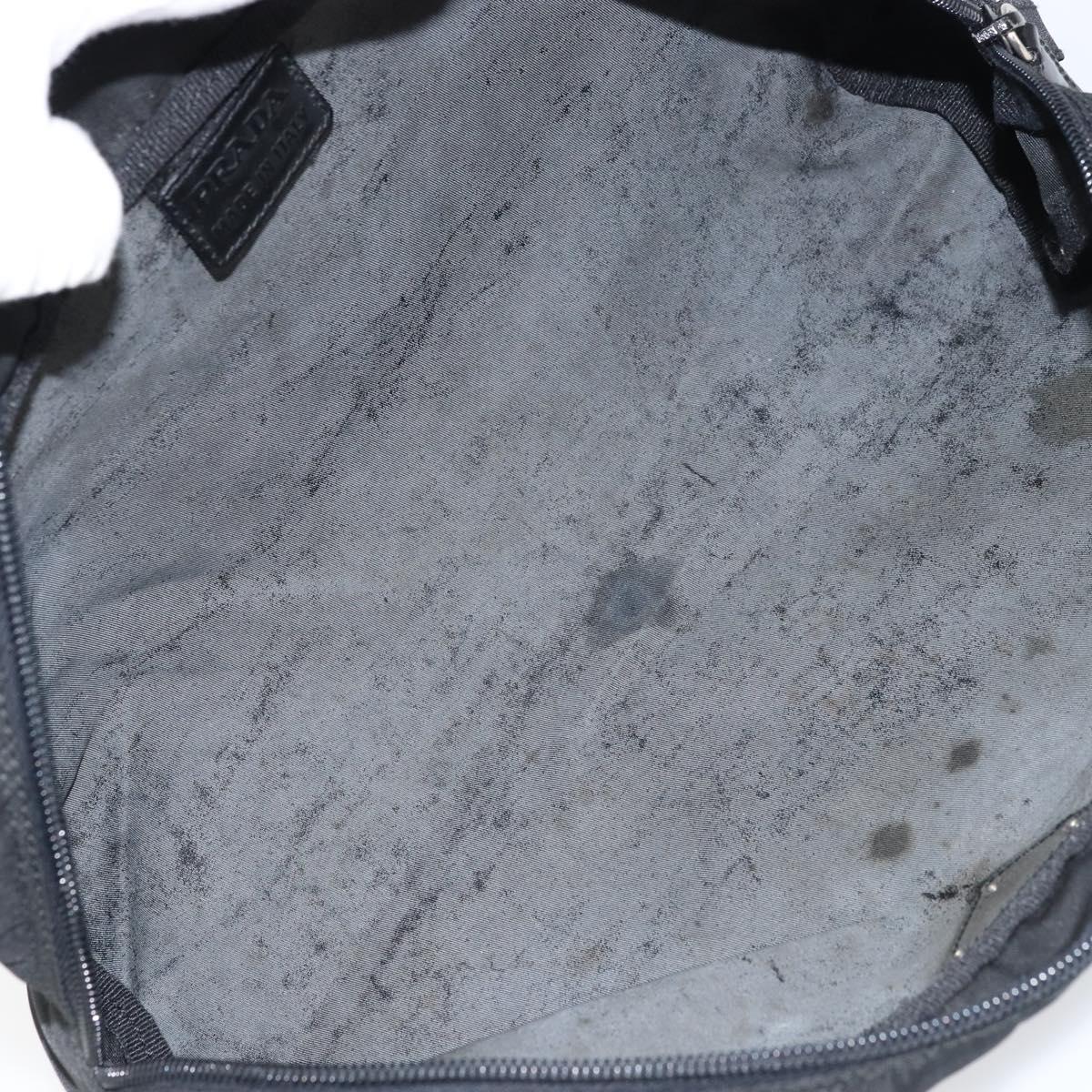 PRADA Pouch Nylon Black Silver Auth 160519