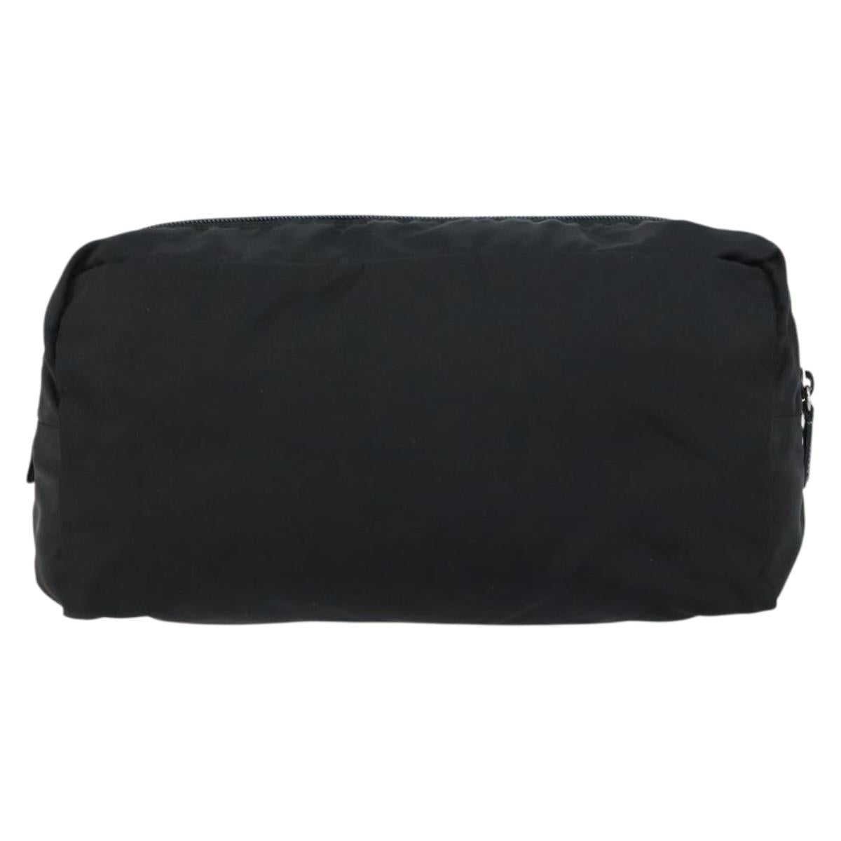 PRADA Pouch Nylon Black Silver Auth 160519