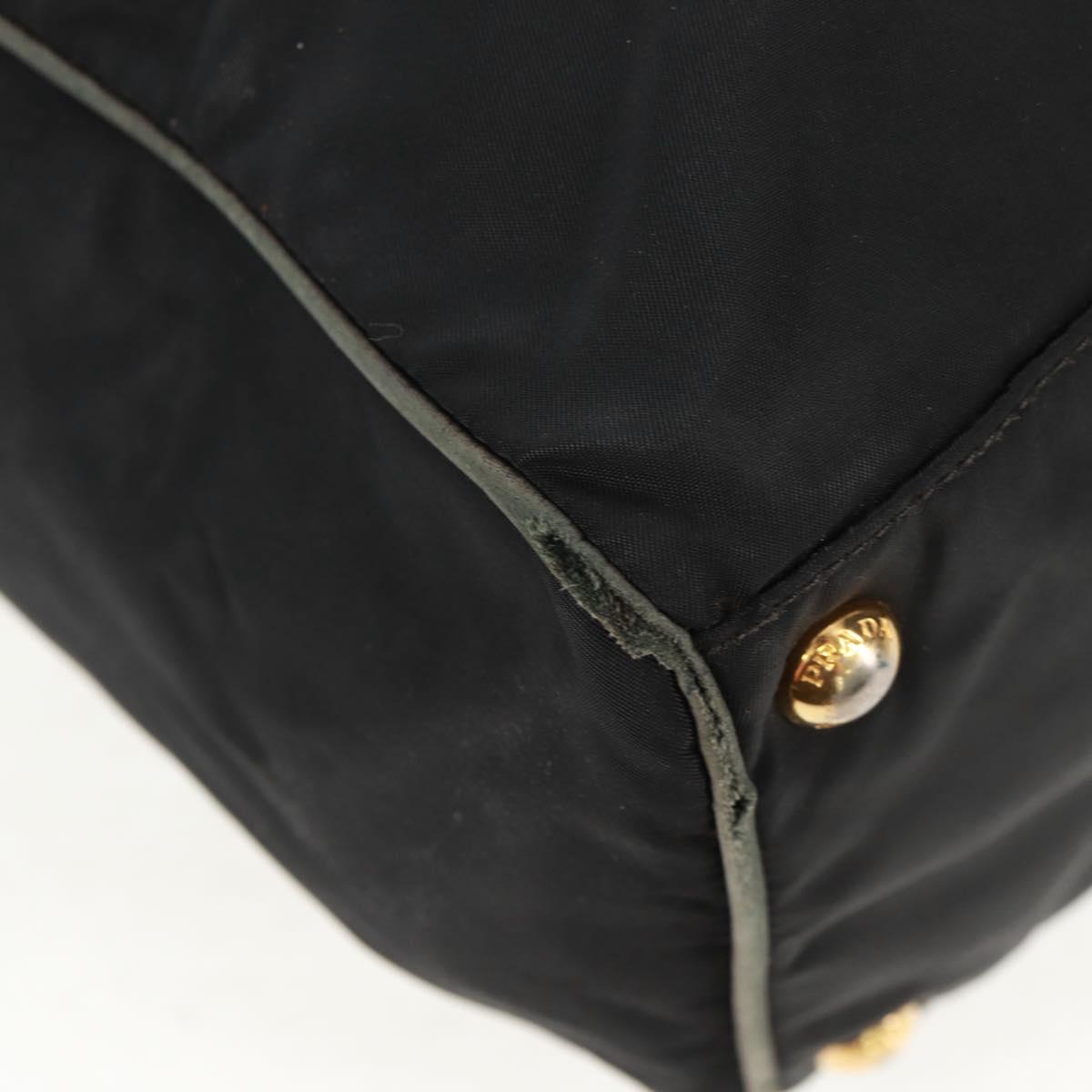 PRADA Hand Bag Nylon 2way Black Gold Auth 160520