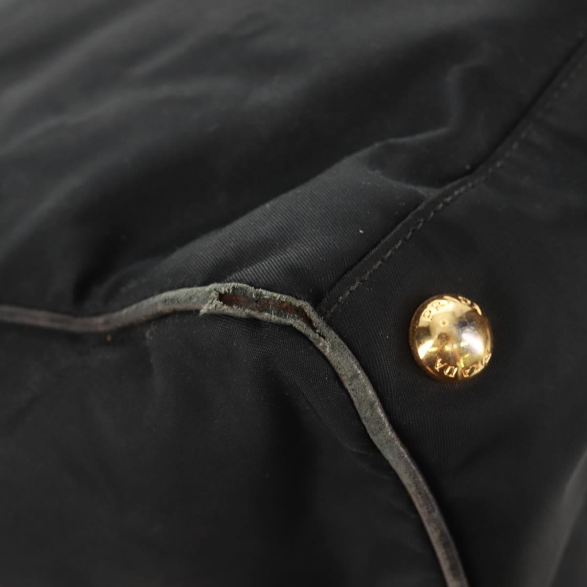 PRADA Hand Bag Nylon 2way Black Gold Auth 160520