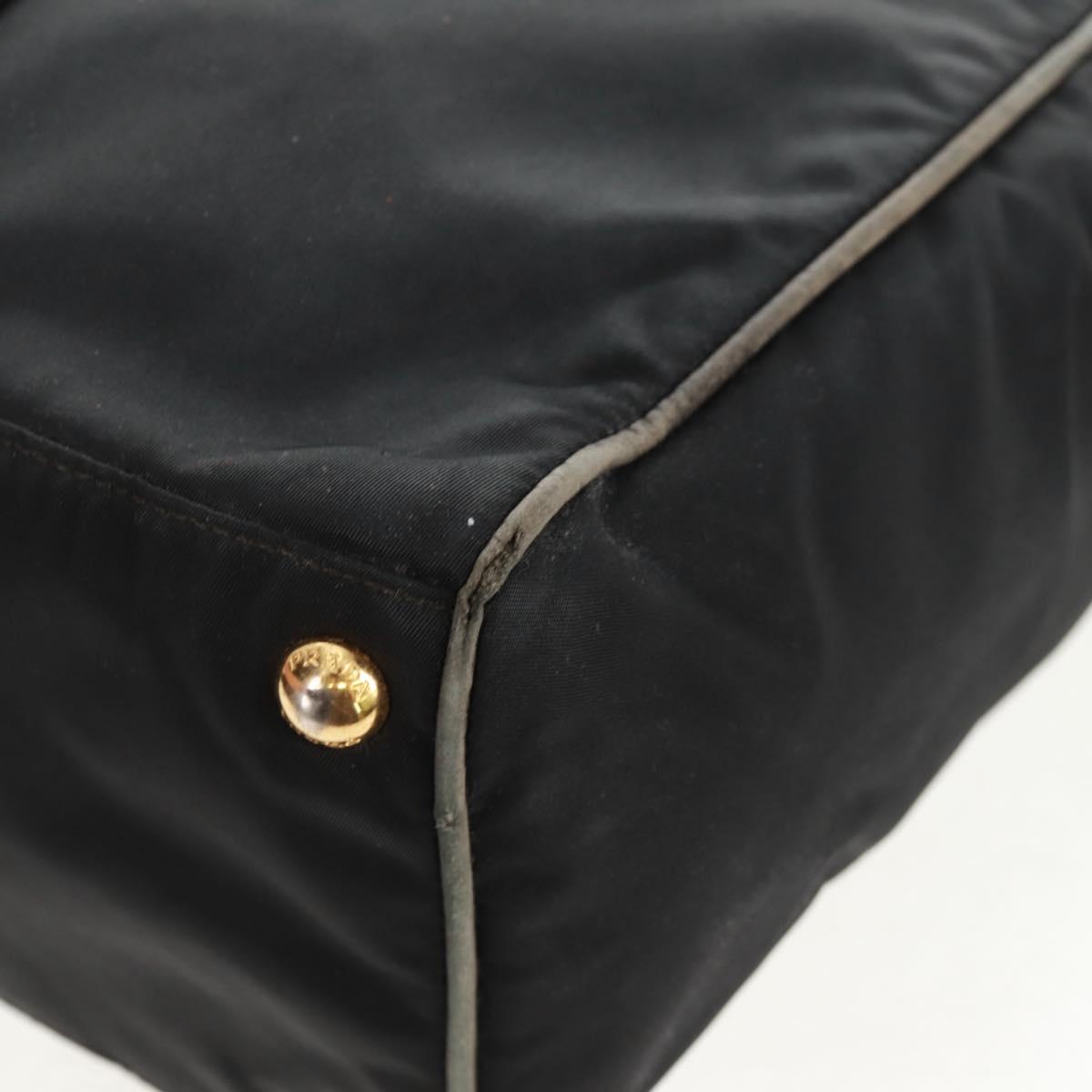 PRADA Hand Bag Nylon 2way Black Gold Auth 160520