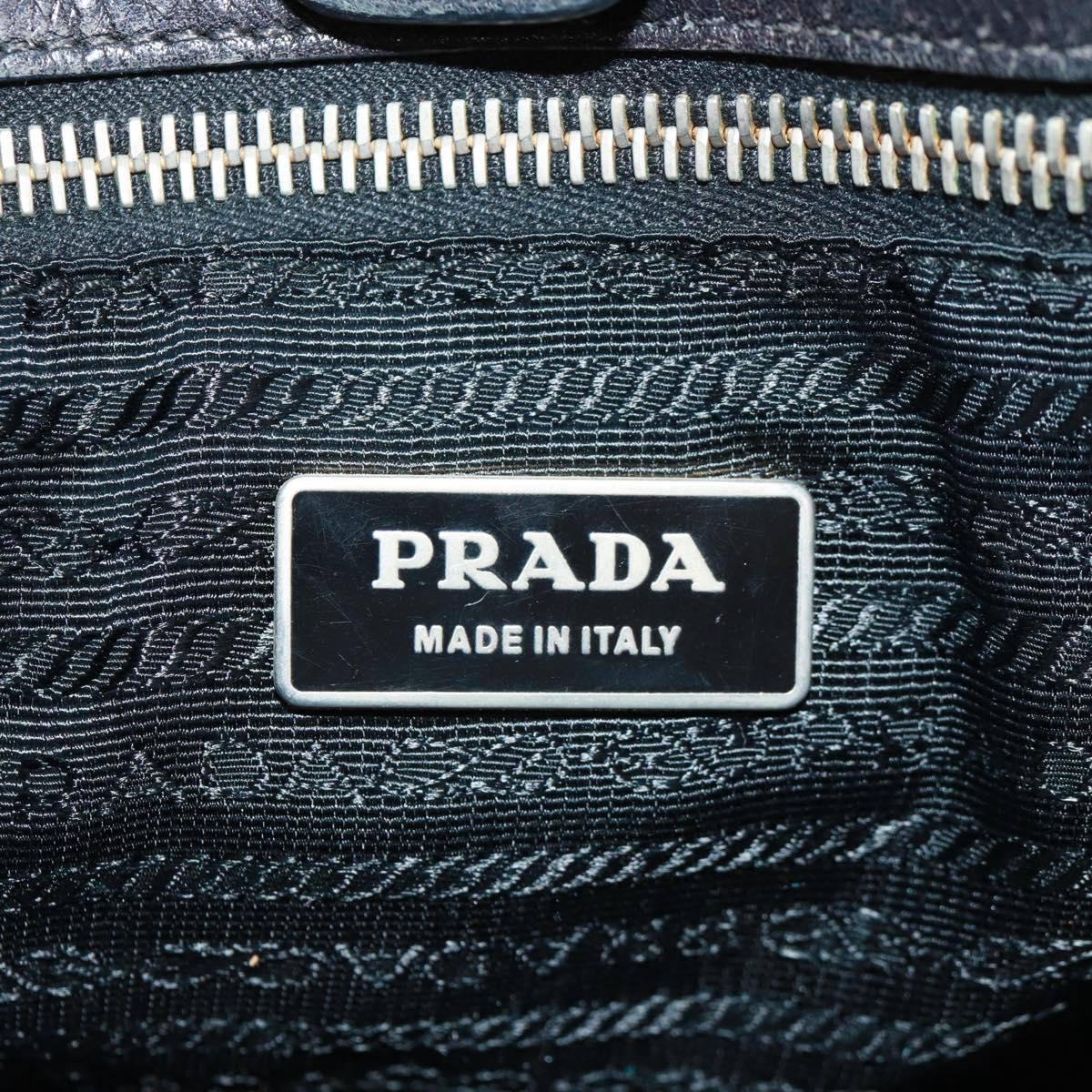 PRADA Hand Bag Nylon 2way Black Gold Auth 160520