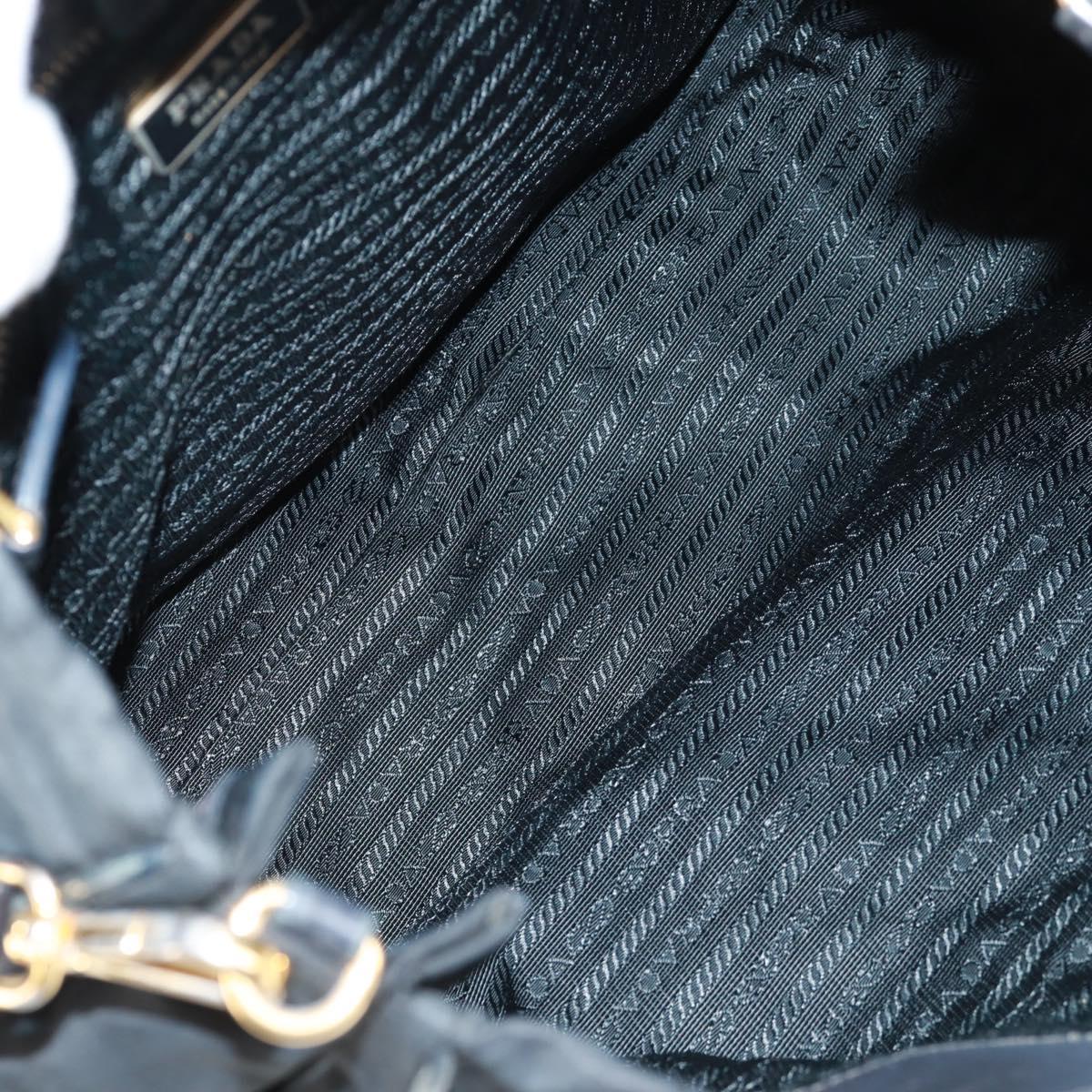 PRADA Hand Bag Nylon 2way Black Gold Auth 160520