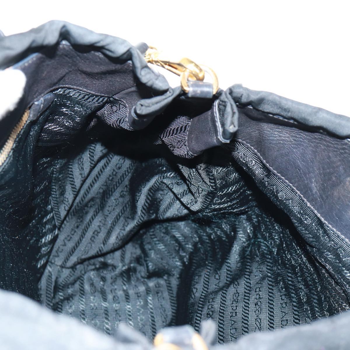 PRADA Hand Bag Nylon 2way Black Gold Auth 160520