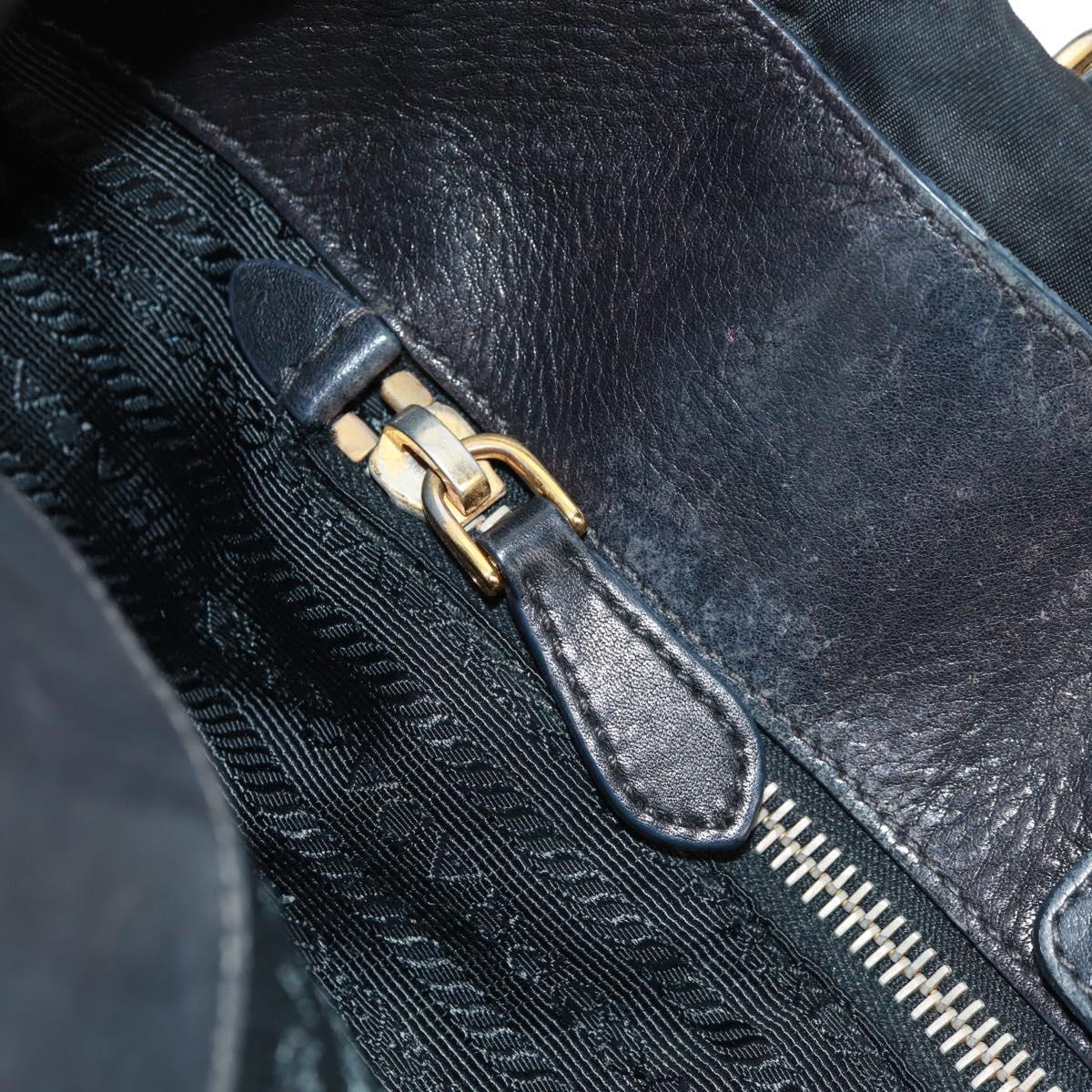 PRADA Hand Bag Nylon 2way Black Gold Auth 160520