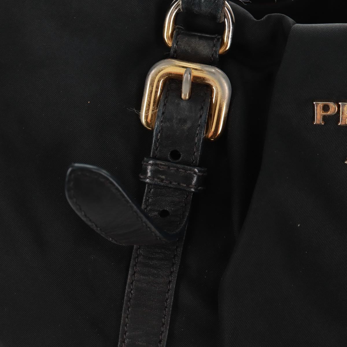 PRADA Hand Bag Nylon 2way Black Gold Auth 160520