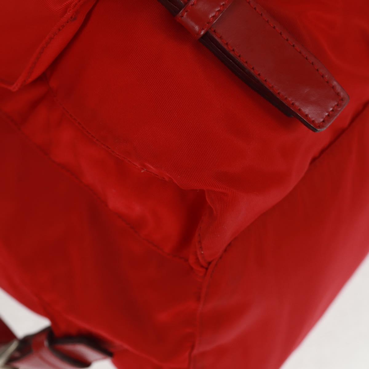 PRADA Backpack Nylon Red Silver Auth 160522