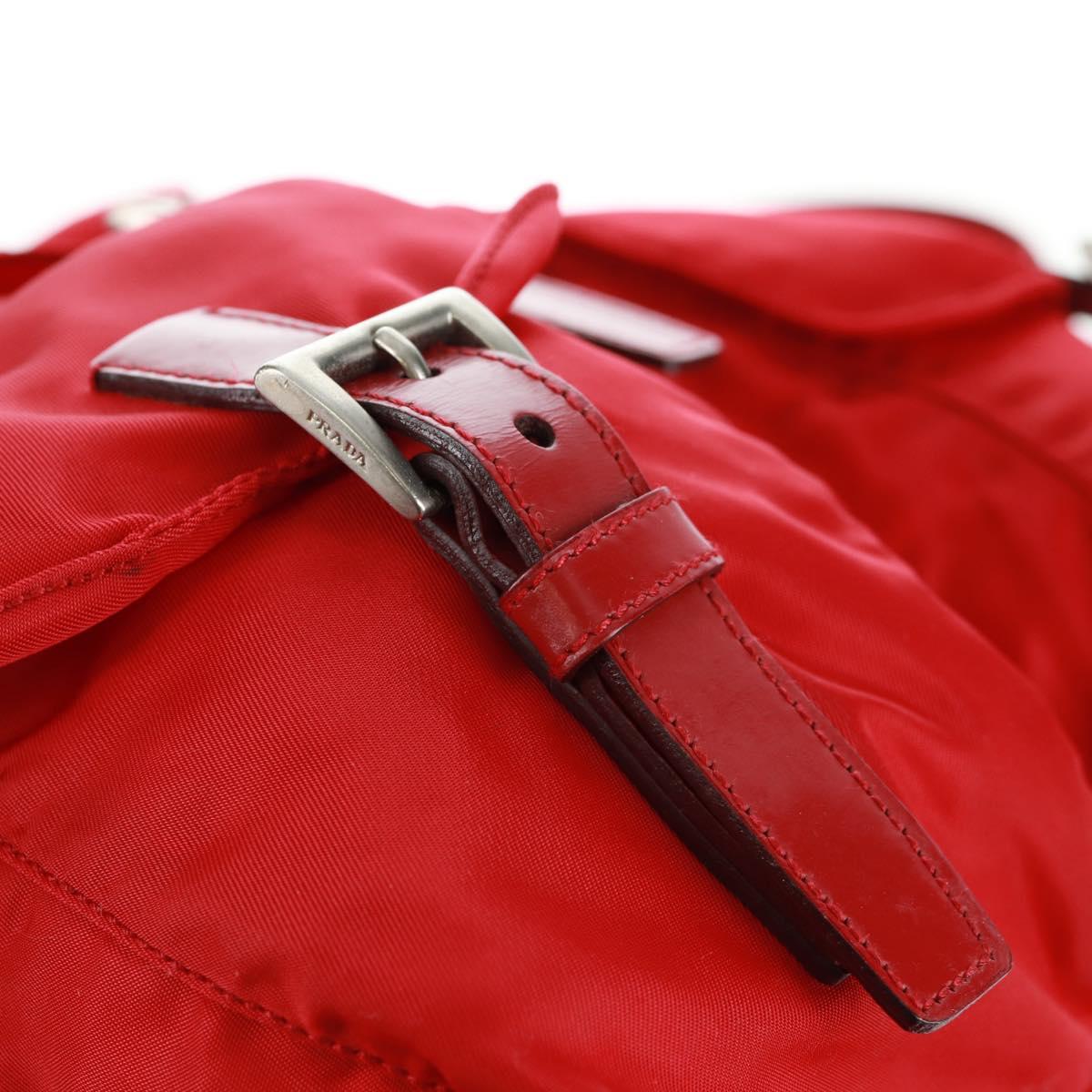 PRADA Backpack Nylon Red Silver Auth 160522