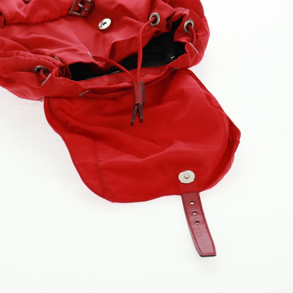 PRADA Backpack Nylon Red Silver Auth 160522