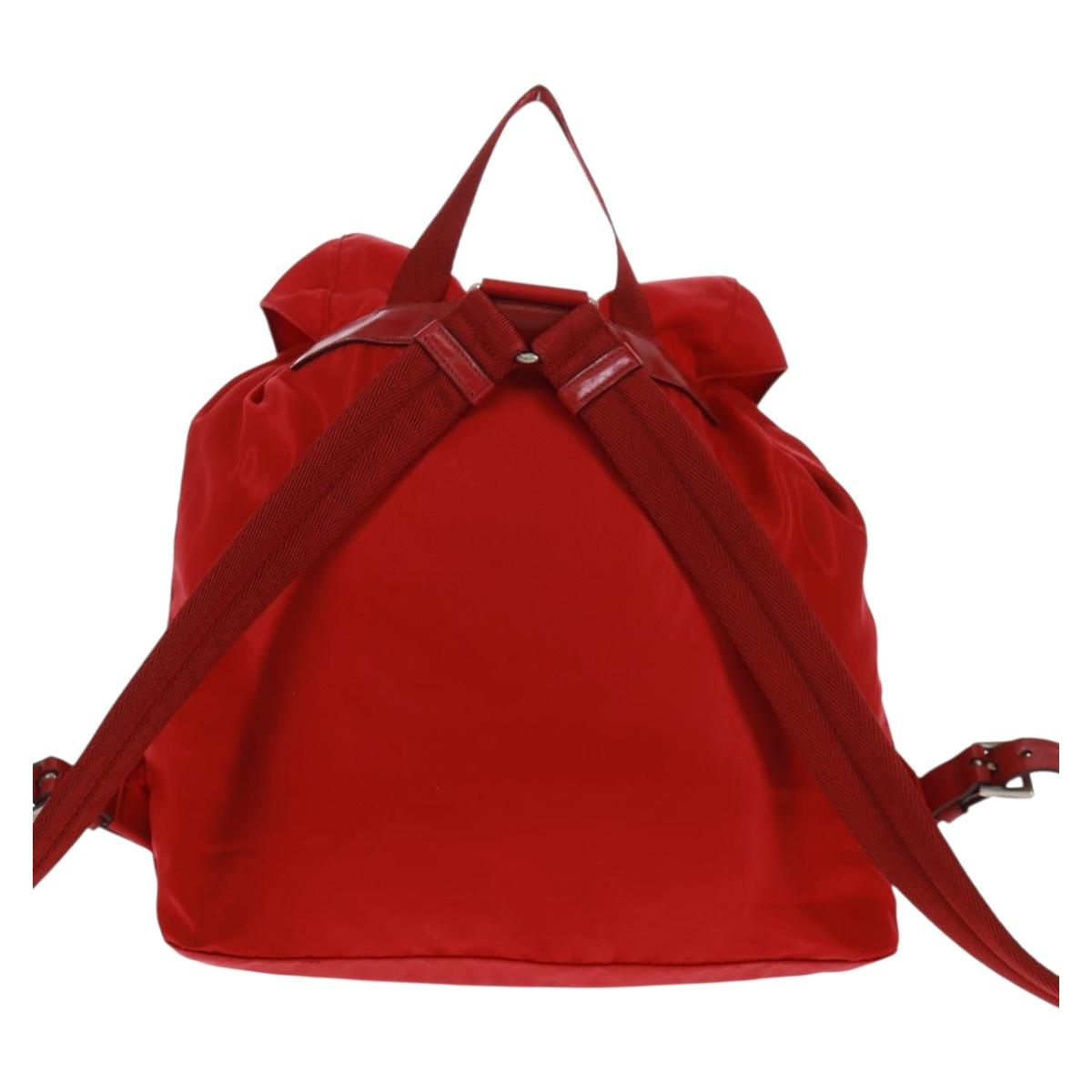 PRADA Backpack Nylon Red Silver Auth 160522