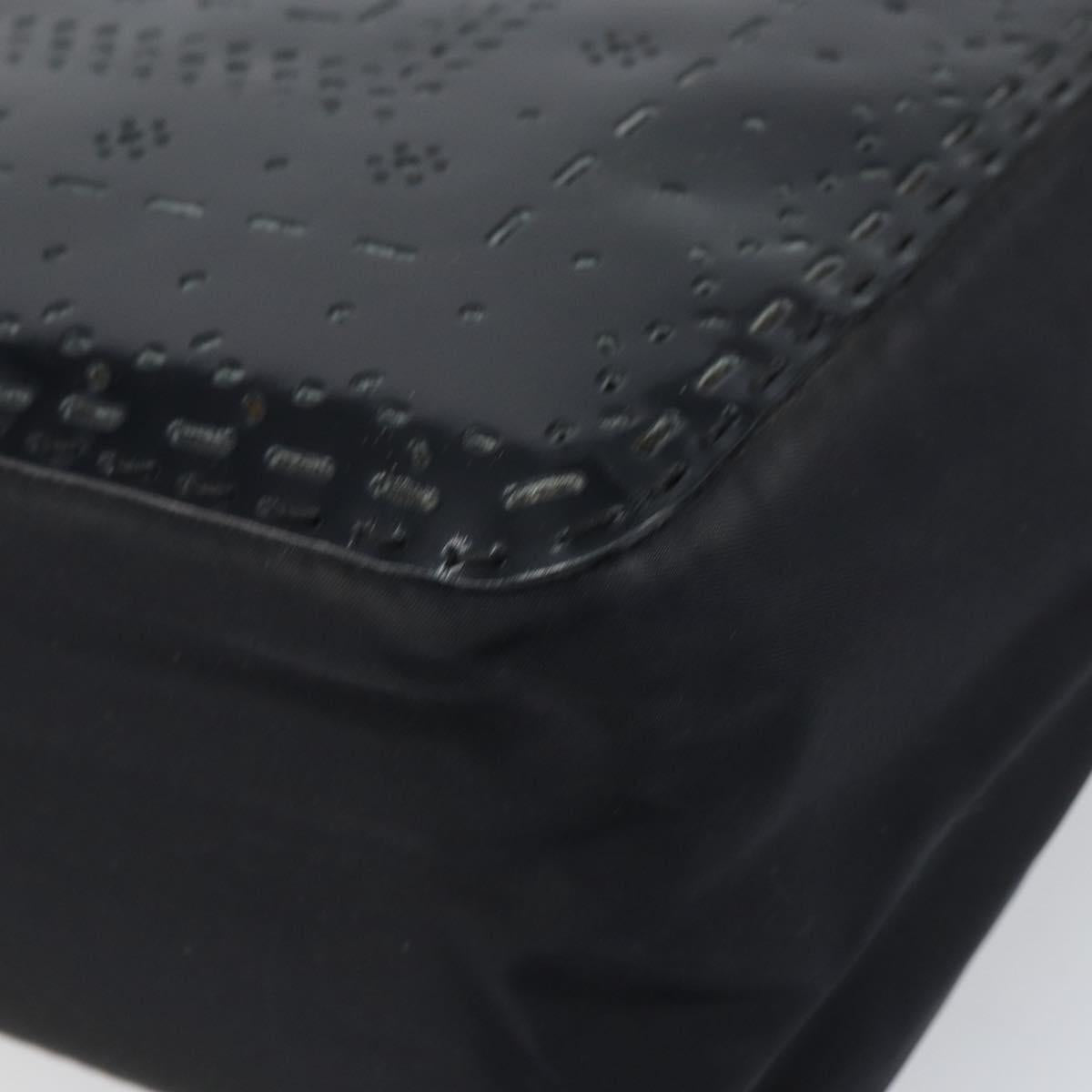 PRADA Hand Bag Enamel Black Silver Auth 160525