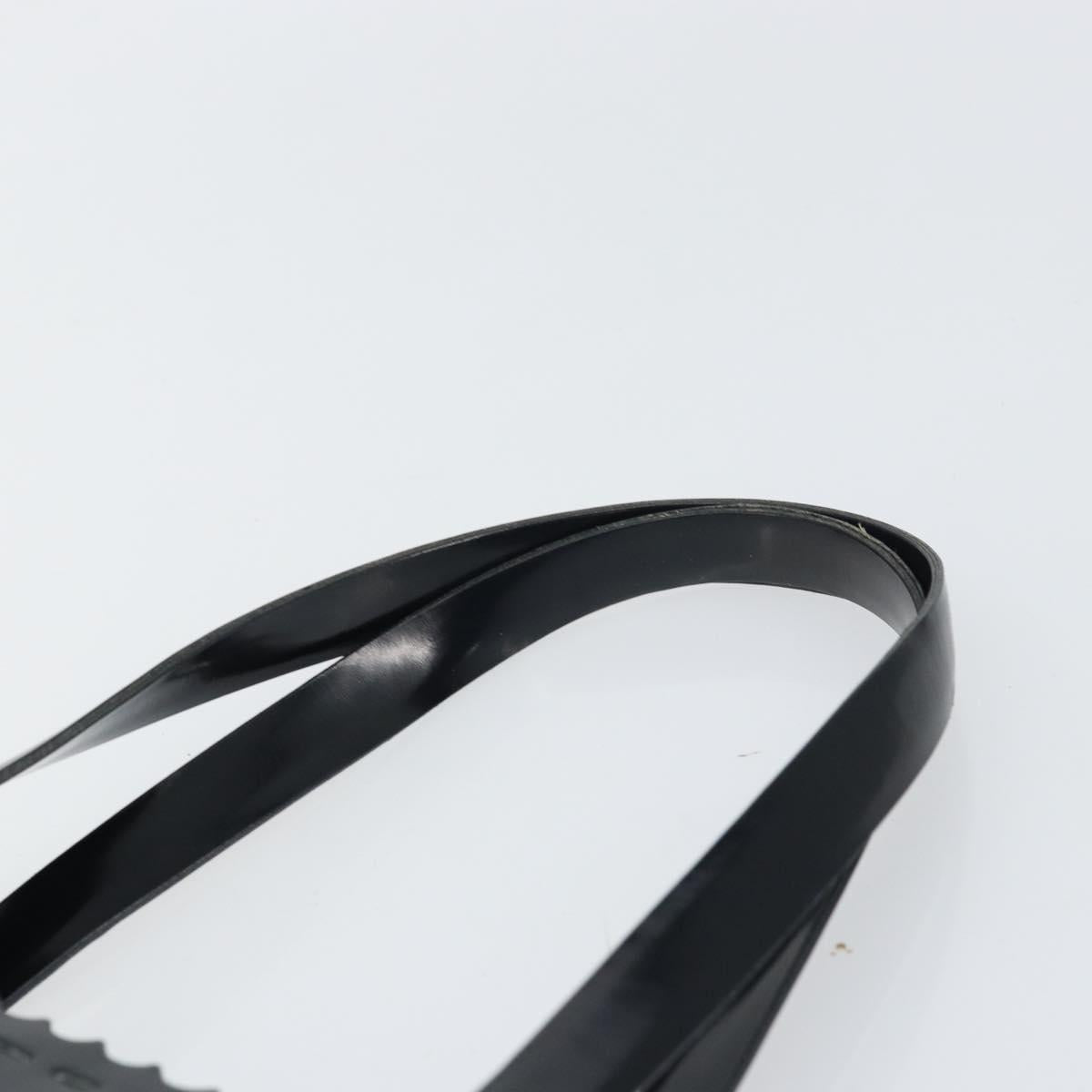 PRADA Hand Bag Enamel Black Silver Auth 160525