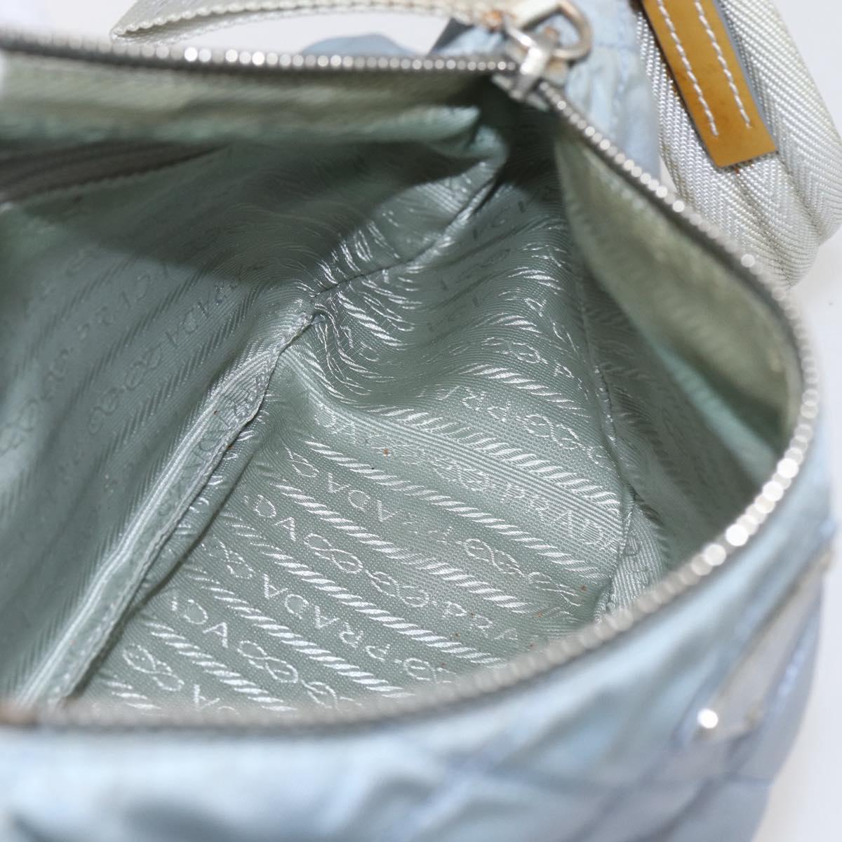 PRADA Shoulder Bag Nylon Enamel Light Blue Silver Auth 160526