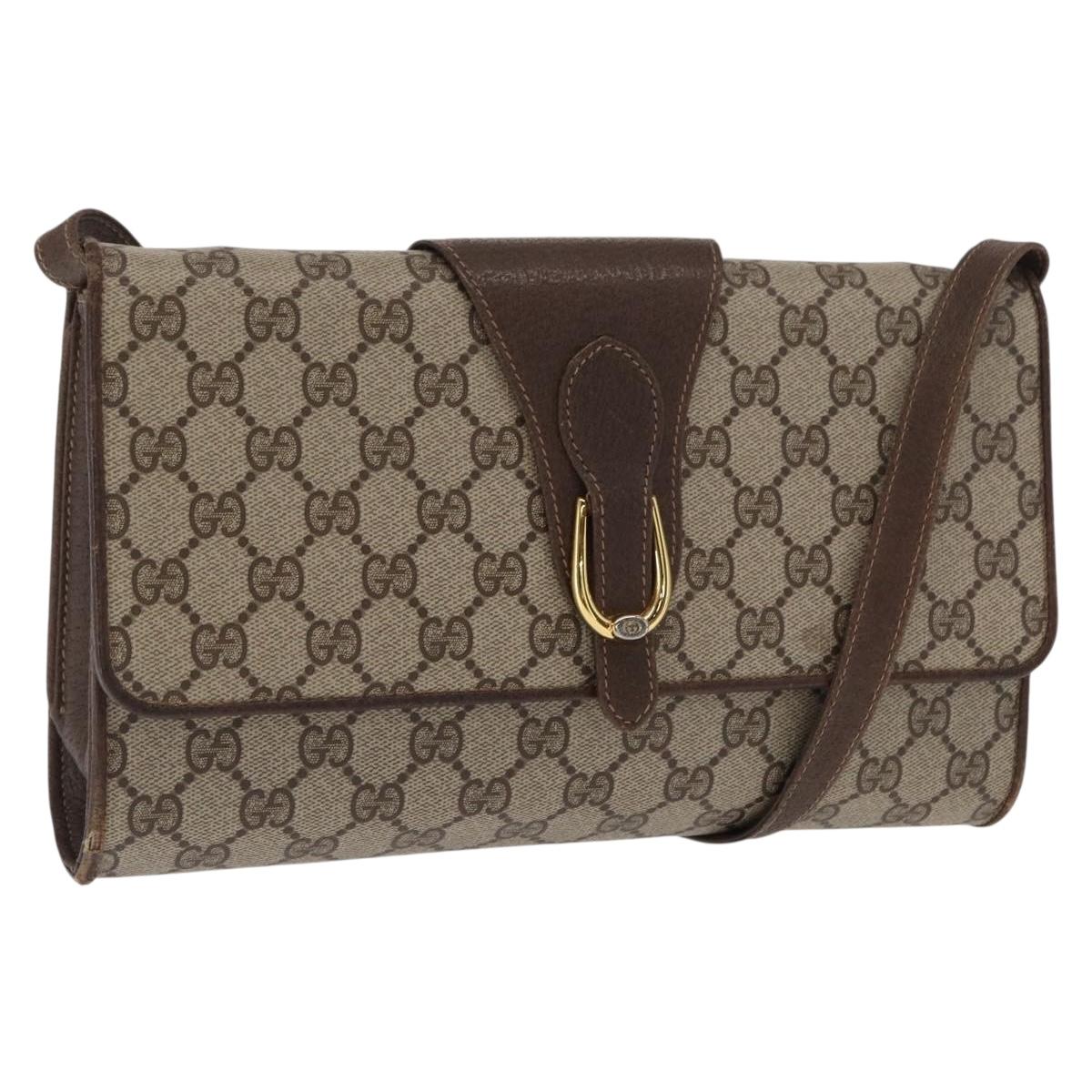 GUCCI GG Supreme Shoulder Bag PVC Beige Gold 904 02 050 Auth 160557
