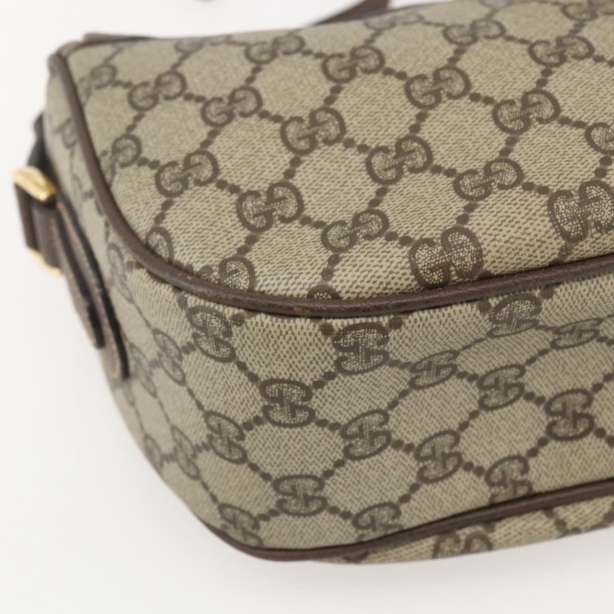 GUCCI GG Supreme Web Sherry Line Shoulder Bag PVC Beige Gold Auth 160559