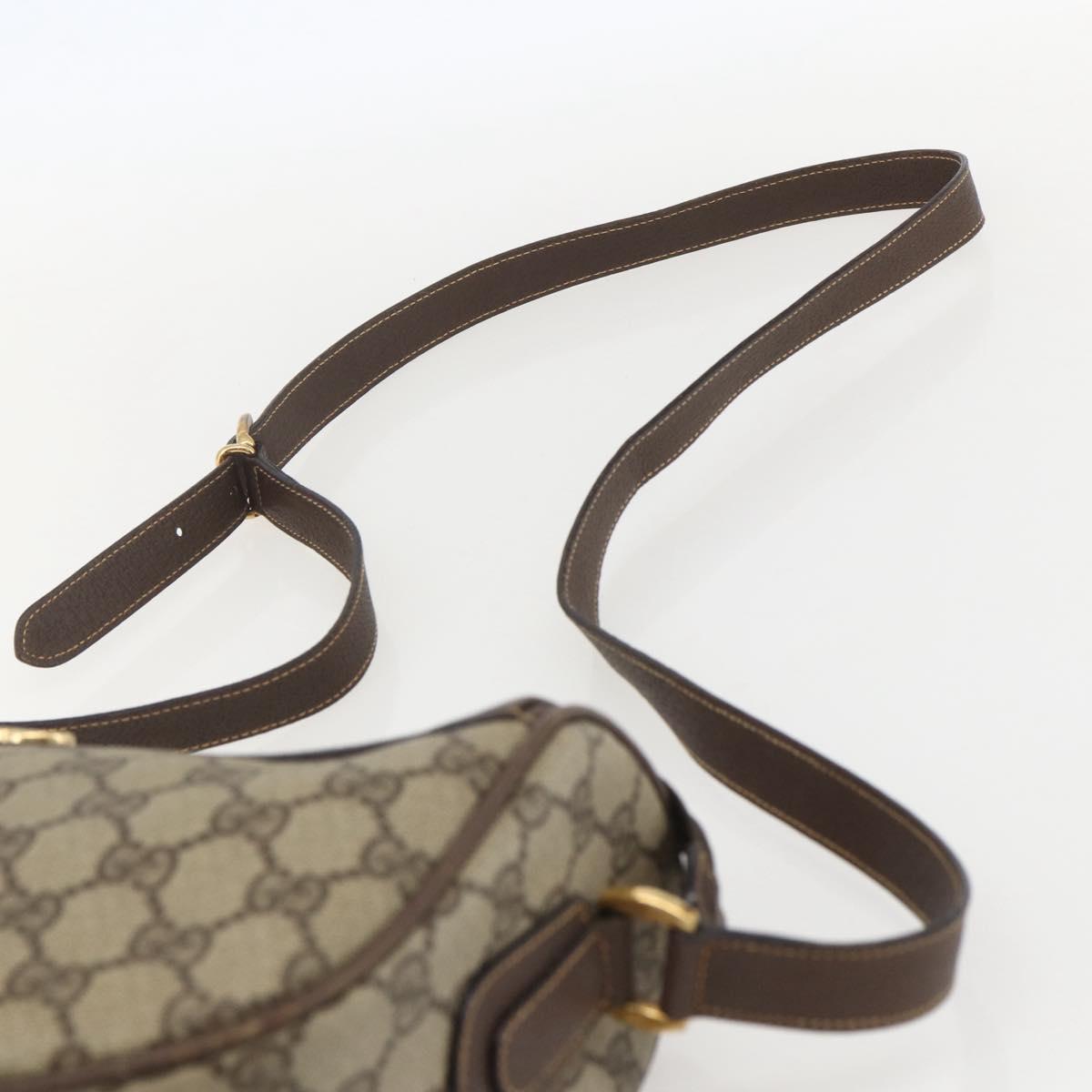 GUCCI GG Supreme Web Sherry Line Shoulder Bag PVC Beige Gold Auth 160559