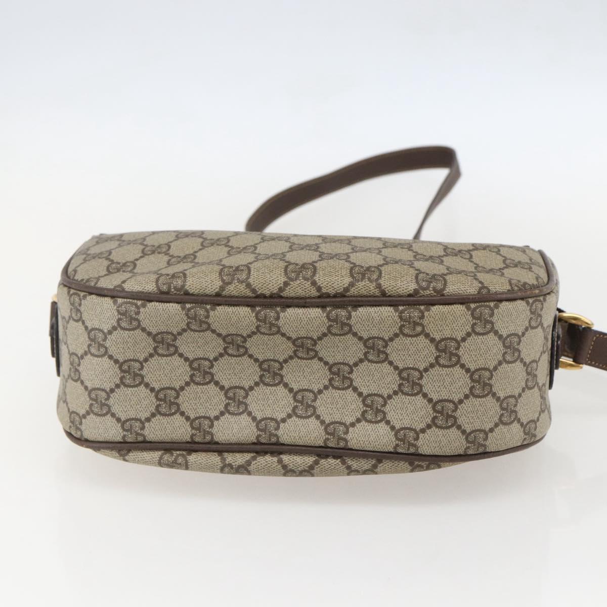 GUCCI GG Supreme Web Sherry Line Shoulder Bag PVC Beige Gold Auth 160559