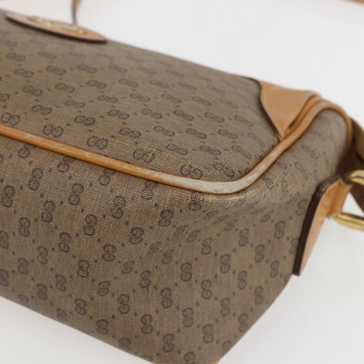 GUCCI Micro GG Supreme Shoulder Bag PVC Beige Gold Auth 160560
