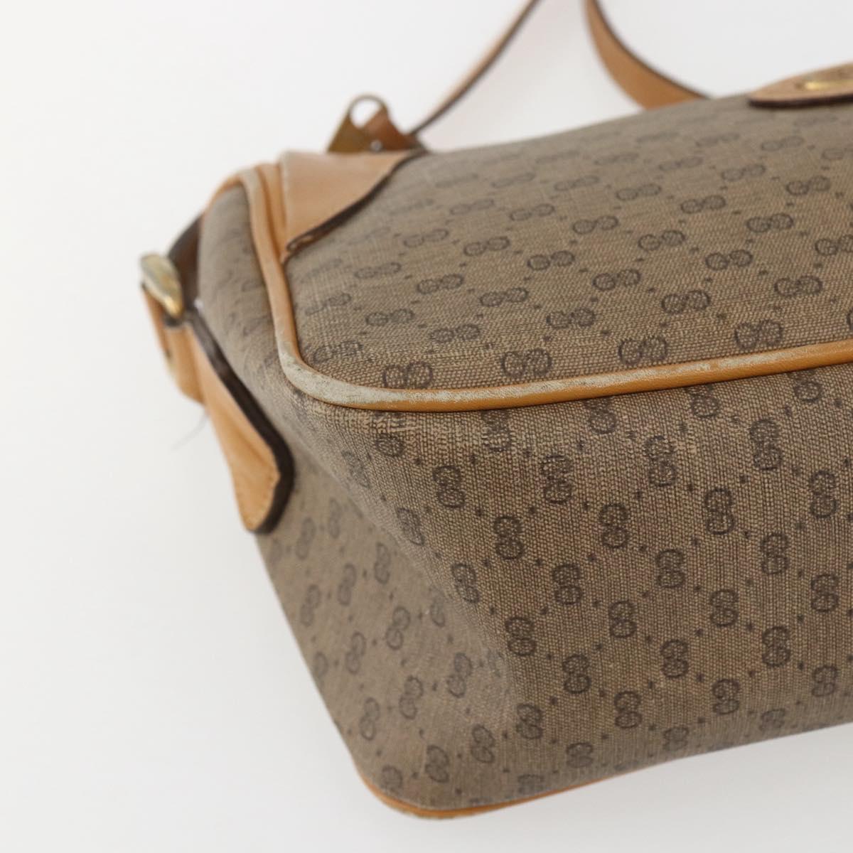 GUCCI Micro GG Supreme Shoulder Bag PVC Beige Gold Auth 160560